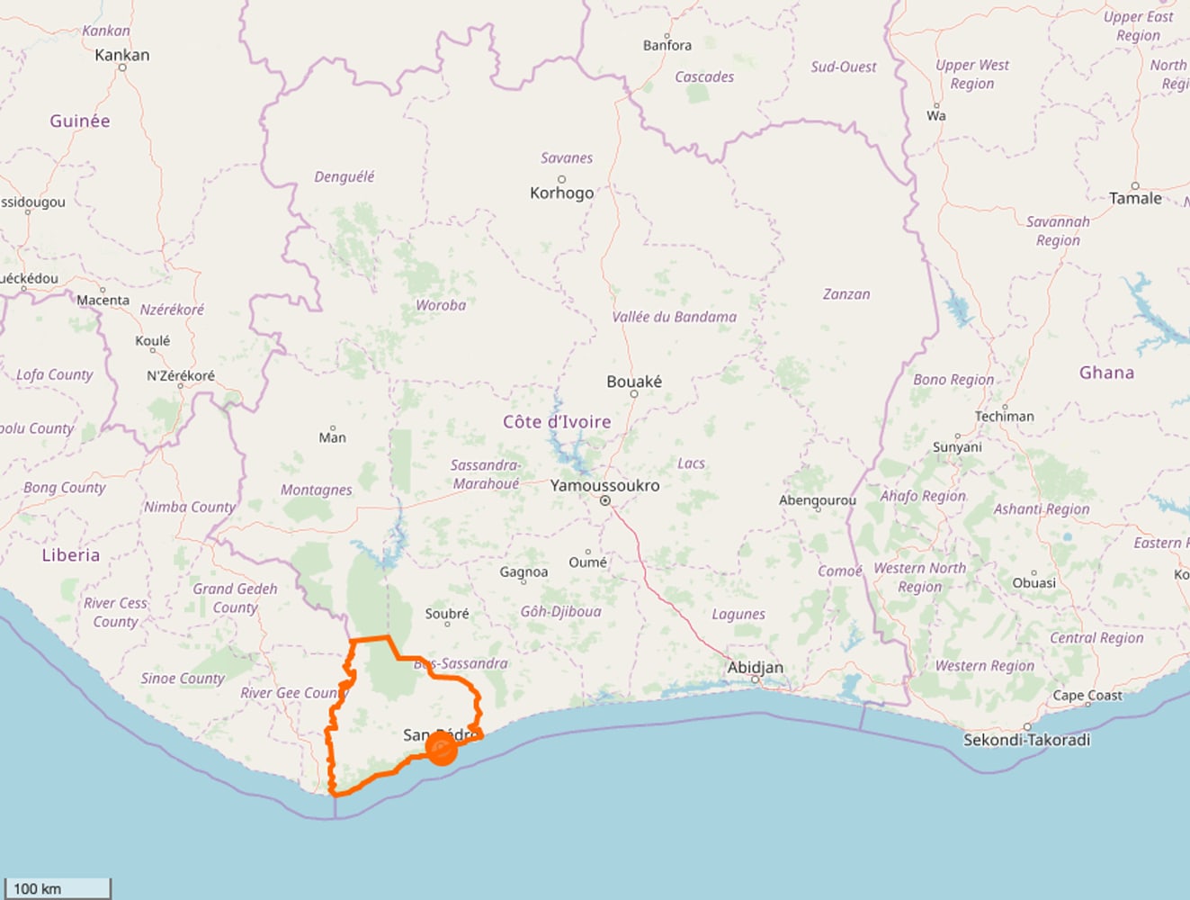 San Pedro/Grand-Lahou: Slowly Returning to Abidjan route image